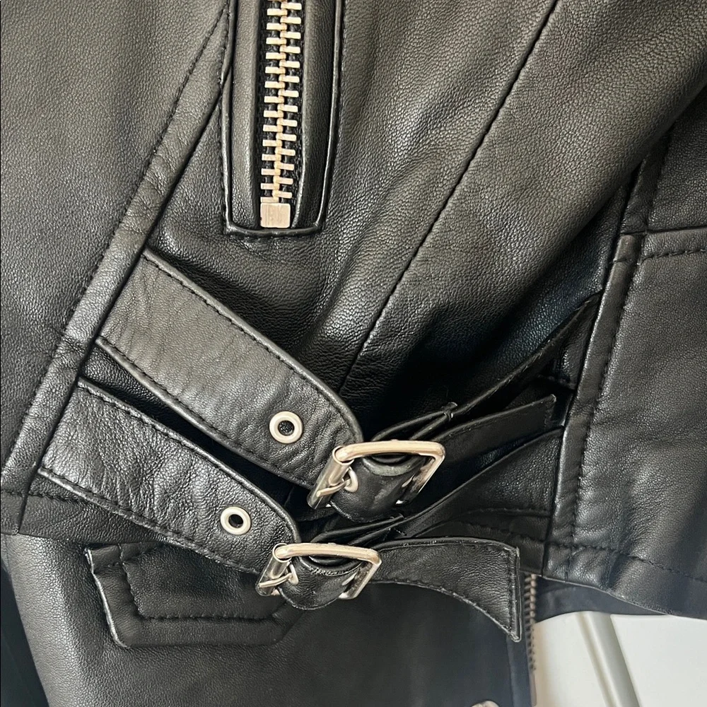IRO Black Leather Jacket with Silver Accents - Picture 6 of 13